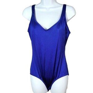 DeWeese California One Piece Swimsuit Blue Size 14 Lined Cup No Wire Tank VTG